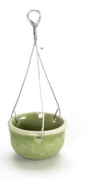 Dollhouse Miniature Hanging Pot, Glazed Green, 6Pc